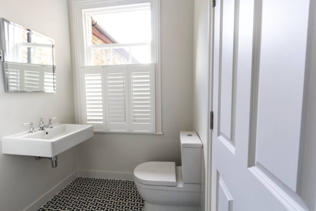 wooden sash window in bathroom